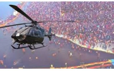 महाकाल की राजसी सवारी पर हेलीकॉप्टर से हुई पुष्पवर्षा