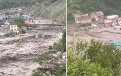 थराली में बादल फटने से तबाही: मलबे में दो लापता, स्कूल बंद, गाड़ियां दबीं