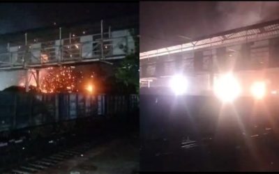 मालगाड़ी में ओवरलोड कोयला बिजली के तार से टकराया, जमकर हुए धमाके